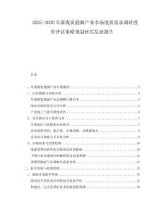 2025-2030阜新煤炭能源產業市場現狀需求調研投資評估策略規劃研究發展報告