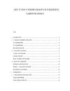 2025至2030中國廢物垃圾處理行業(yè)市場深度研究與戰(zhàn)略咨詢分析報告