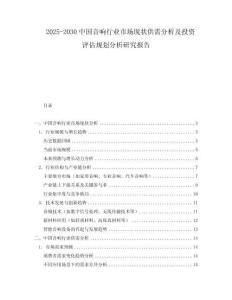 2025-2030中國音響行業(yè)市場現(xiàn)狀供需分析及投資評估規(guī)劃分析研究報告