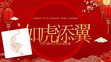 2022虎年大吉-金虎賀歲恭喜新年企業年會頒獎-國潮喜慶紅色-工作計劃總結-PPT動態模板