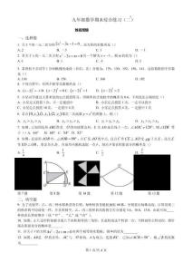 九年级上学期数学期末综合练习二