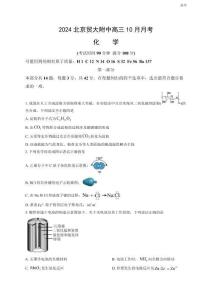 2024北京貿(mào)大附中高三10月月考化學(xué)試題及答案