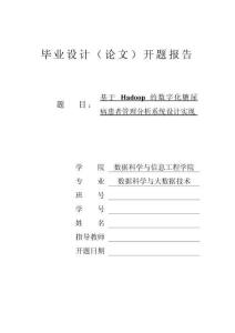 python基于Hadoop的數字化糖尿病患者管理分析系統-開題