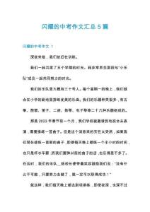 閃耀的中考作文匯總5篇