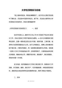 大學生頂崗實習總結