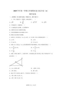 上海市普陀區(qū)2025-2026學(xué)年八年級(jí)上學(xué)期期末數(shù)學(xué)試卷（A）【含答案】