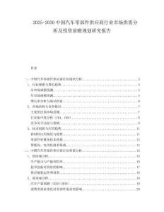 2025-2030中國(guó)汽車零部件供應(yīng)商行業(yè)市場(chǎng)供需分析及投資前瞻規(guī)劃研究報(bào)告