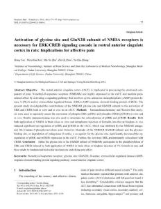 Activation of glycine site and GluN2B subunit of NMDA receptors is necessary for ERK CREB signaling cascade in rostral anterior cingulate cortex i