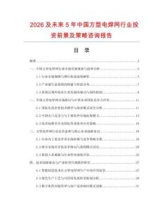 2026及未來5年中國方型電焊網行業投資前景及策略咨詢報告