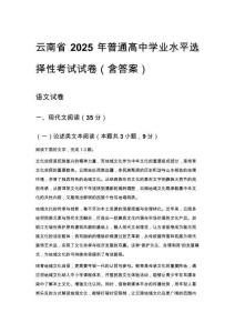云南省2025年普通高中學業(yè)水平選擇性考試試卷（含答案）