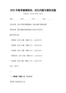 2025年數學建模挑戰：優化問題與模擬試題