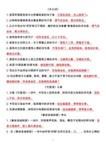 初中七年级《木兰诗》+《竹里馆》等多篇诗文针对性默写练习并附答案