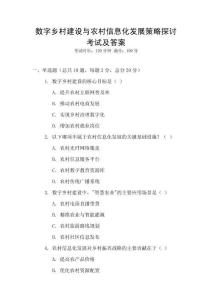 數(shù)字鄉(xiāng)村建設(shè)與農(nóng)村信息化發(fā)展策略探討考試及答案