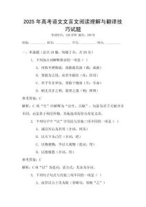 2025年高考語文文言文閱讀理解與翻譯技巧試題