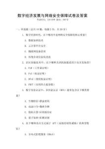 數(shù)字經(jīng)濟(jì)發(fā)展與網(wǎng)絡(luò)安全保障試卷及答案