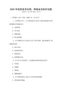 2025年信息技術應用：網絡安全防護試題