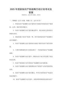 2025年國家知識(shí)產(chǎn)權(quán)戰(zhàn)略行動(dòng)計(jì)劃考試及答案