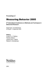 Measuring Behavior Methods and Techniques in Behavioral Research