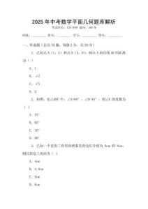 2025年中考數學平面幾何題庫解析