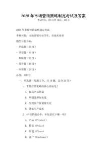 2025年市場營銷策略制定考試及答案