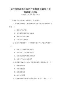 鄉村振興戰略下農村產業發展與轉型升級策略探討試卷