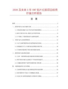 2026及未來5年SMT貼片紅膠項目投資價值分析報告