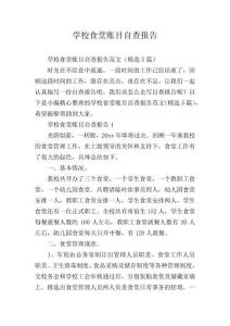 學校食堂賬目自查報告