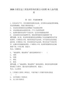 2026合肥信息工程監理咨詢有限公司招聘15人備考題庫含答案詳解（典型題）