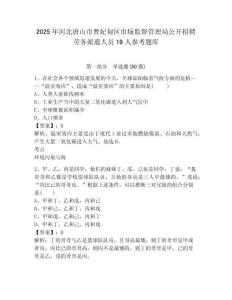 2025年河北唐山市曹妃甸區市場監督管理局公開招聘勞務派遣人員19人參考題庫含答案詳解（典型題）