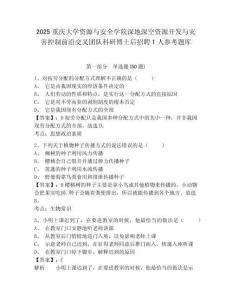 2025重慶大學資源與安全學院深地深空資源開發與災害控制前沿交叉團隊科研博士后招聘1人參考題庫及答案詳解（最新）