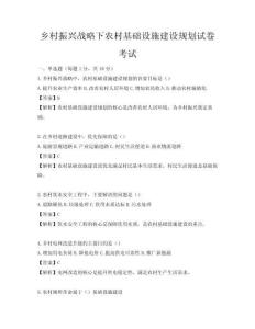 鄉村振興戰略下農村基礎設施建設規劃試卷考試
