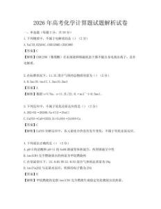 2026年高考化學(xué)計(jì)算題試題解析試卷