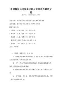 中國數字經濟發展戰略與政策體系解析試題