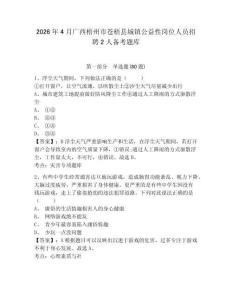 2026年4月廣西梧州市蒼梧縣城鎮公益性崗位人員招聘2人備考題庫附答案詳解（精練）