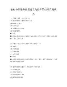 农村公共服务体系建设与提升策略研究测试卷