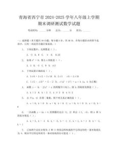 青海省西宁市2024-2025学年八年级上学期期末调研测试数学试题