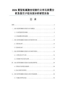 2026重型機(jī)械激光切割行業(yè)市場(chǎng)供需分析及投資評(píng)估規(guī)劃分析研究報(bào)告