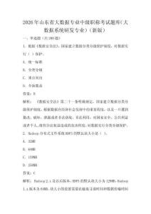 2026年山東省大數據專業中級職稱考試題庫（大數據系統研發專業）（新版）