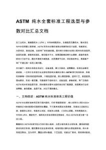 ASTM 純水全套標準工程選型與參數對比匯總文檔