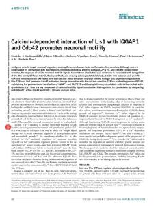 Calcium-dependent interaction of Lis1 with IQGAP1 and Cdc42