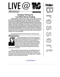 Trading Walter Bressert - Intra-Day Timing For Low Risk Swing Trading