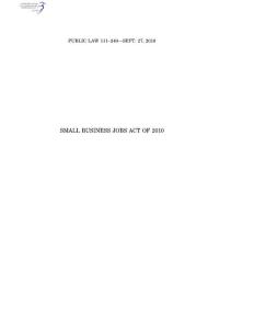 【美国】小商业工作法令 Small Business Jobs Act of 2010