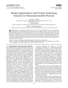 Market Segmentation and Product Technology Selection for Remanufacturable Products