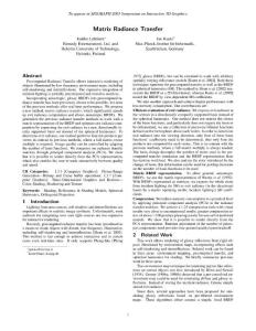 Matrix Radiance Transfer