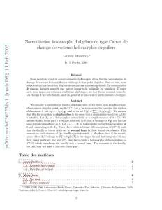 Normalisation holomorphe d27alg`ebres de type Cartan de champs de vecteurs holomorphes singu