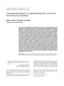 Translational research understanding the continuum from bench to bedside