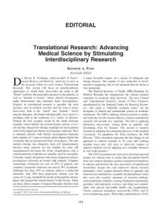 Translational Research Advancing Medical Science by Stimulating Interdisciplinary Research