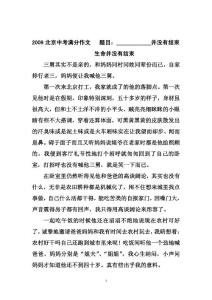 2009年中考滿分作文