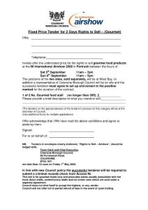 Fixed Price Tender for 2 Days Rights to Sell – (Gourmet)