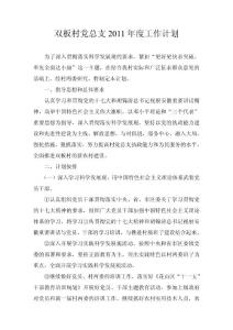 雙板村黨總支2010年度工作計(jì)劃